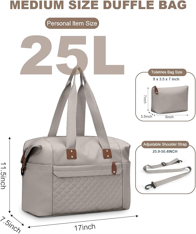Travel Duffle Bag, Waterproof Weekender Overnight Hospital Bags for Women Men with Toiletry Bag Lightweight Carry on Personal Item Duffle Gym Bag for Travel, Airplanes, Sports