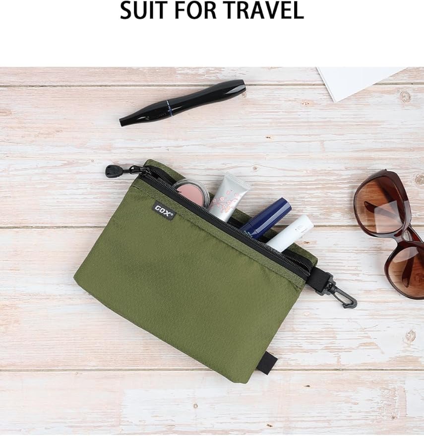 GOX Small Toiletry Bag for Men Bulk Cosmetic Bag Dopp Kit Carry On Zipper Pouch Organization Nylon Small Packing Sack Waterproof (Dark Green)