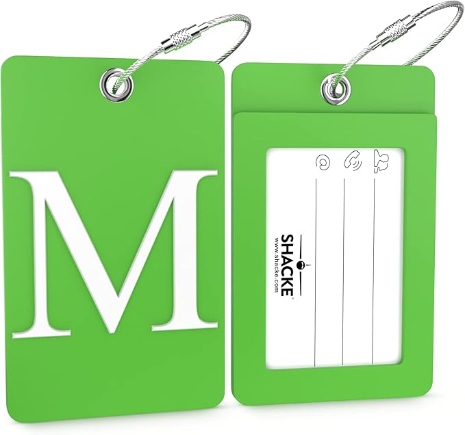 Luggage Tag Initial – Fully Bendable Tag w/Stainless Steel Loop (Letter M)