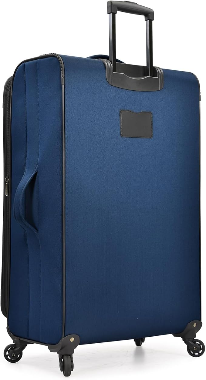 U.S. Traveler Aviron Bay Expandable Softside Luggage with Spinner Wheels, Navy, Large 31-Inch