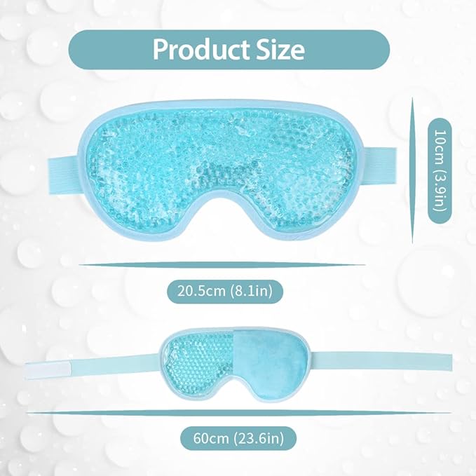 NEWGO Cooling Eye Mask for Puffy Eyes, Cold Eye Mask Eye Ice Pack for After Eyes Surgery, Tension Stress Relief, Itchy Eyes, Headaches, Dark Circles - Blue (Blue-2Pack)