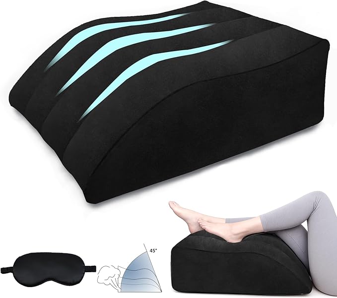 Inflatable Wedge Pillow for Leg Swelling - Inflatable Leg Elevating Pillow for After Surgery & Circulation,Wide Leg Pillow Elevation with Adjustable Sleep Mask for Traveling,Reading,Bed & Sofa Comfort