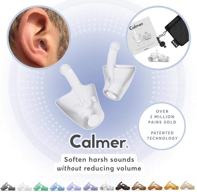 Flare Calmer | Ear Plugs Alternative | Daily Noise Relief | Sound Sensitivity | Stress Relief | No Muffling | Improve Wellbeing | Comfy, Reusable, Soft Silicone Earplugs | Soft Translucent