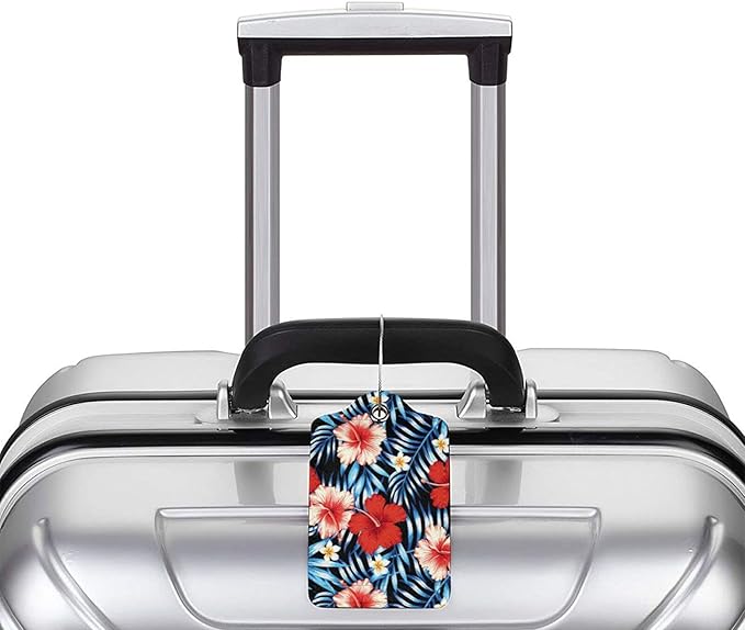 Tropical Hawaii 2 Pcs Luggage Tags, Privacy Cover Id Label with Stainless Steel Loop and Address Card for Suitcases & Travel Bags