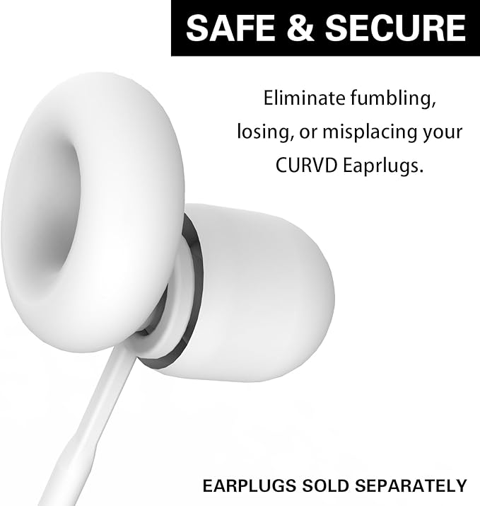 Earplug Lanyard [2 pcs] with Magnetic Tug-Resistant Safety Cord, Flexible Silicone Lanyard with Most Earplugs with Removable Tips Compatible(White)