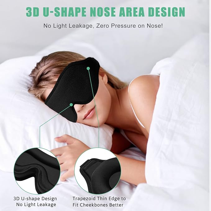 BeeVines Sleep Mask, 2 Pack 3D Contoured Sleeping Eye Masks for Lash Extensions, Night Molded Covers with Adjustable Strap, Eye Shade Cover Lashes Extension for Traveling Yoga Nap(Black & Grey)