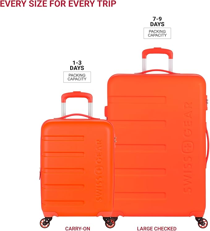 SwissGear 7366 Signature Hardside Expandable Luggage with Spinner Wheels, TSA Lock, Cup-Holder, Orange, 2-Piece Set (19/27)
