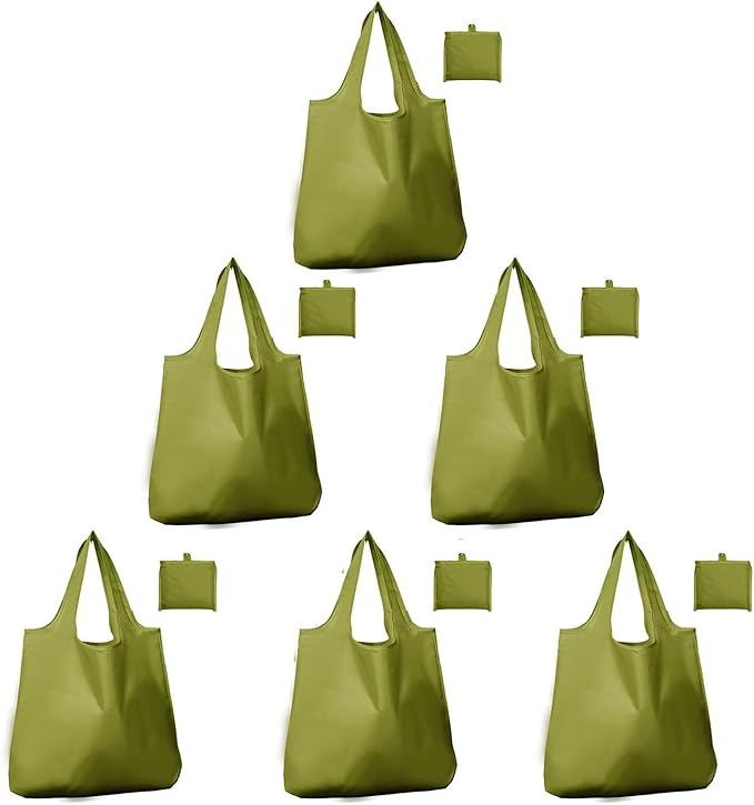 Foldable Reusable Grocery Bags – Heavy Duty 6 Pack with Handles | XL Tote for Women & Men, Market, Travel, Storage
