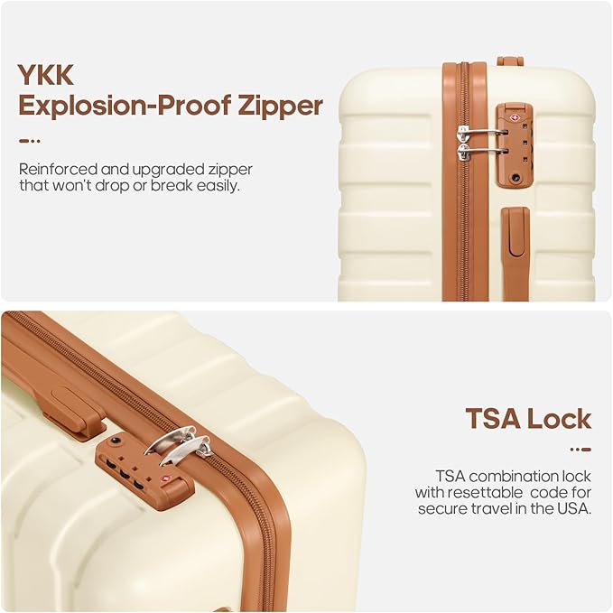 Luggage Sets 3 Piece, 20 Inch Hardshell Carry On Luggage 22x14x9 Airline Approved, Suitcase with TSA Locks & YKK Zippers, Carry On Suitcase with Wheels for Men & Women Travel