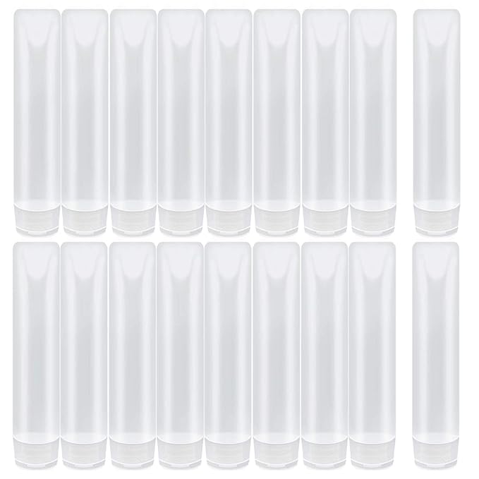 Nydotd 18 Pack Travel Size Plastic Squeeze Bottles for Liquids, 50ml/1.7Oz TSA Approved Makeup Toiletry Cosmetic Containers, Leak-Proof with Flip Caps, Refillable