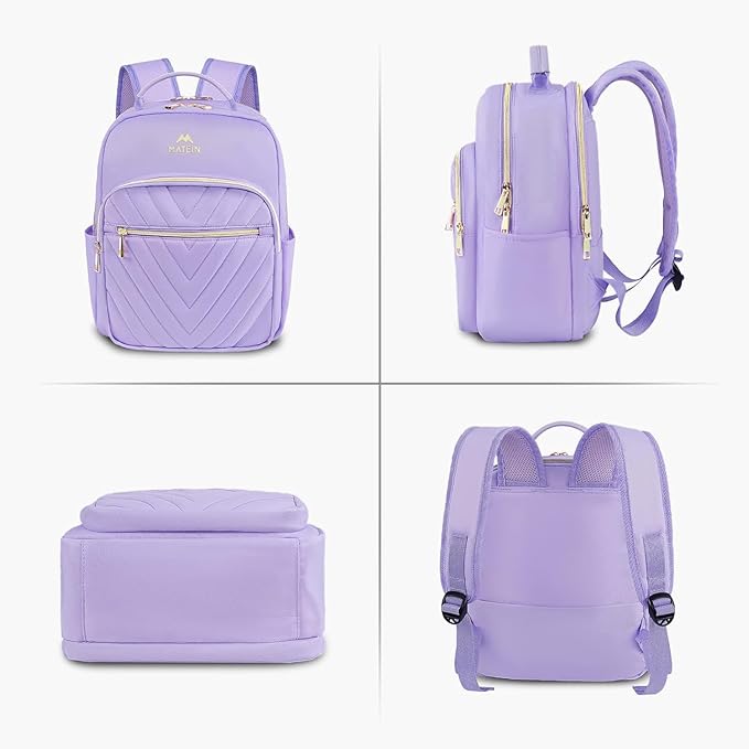 MATEIN Womens Backpack Purse, Fashion Cute Bowknot Mini Backpack Purse, Waterproof Stylish Multipurpose Design Casual Daily Travel Backpack Ladies Handbags, 2pcs Sets, Purple