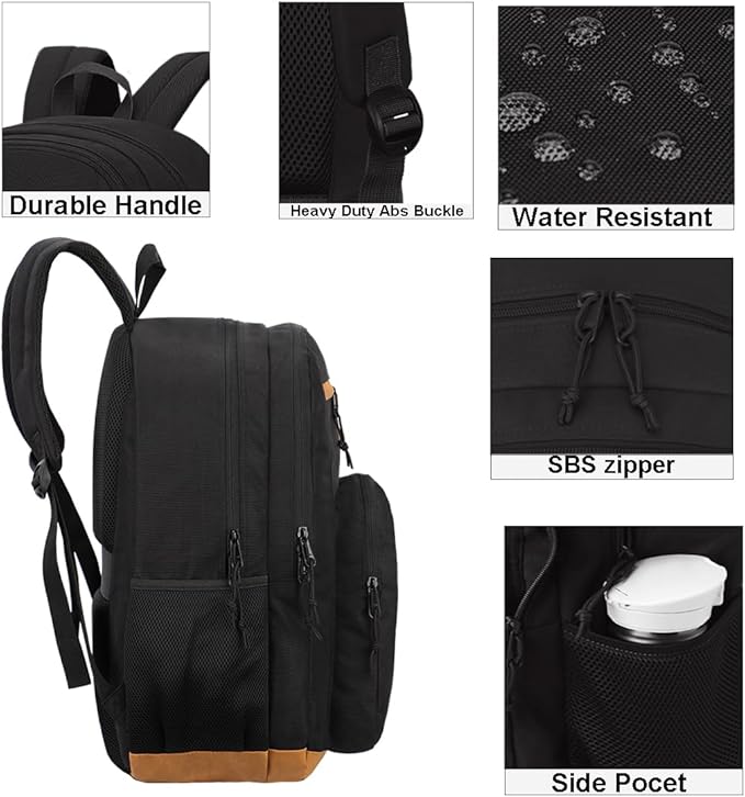 KEOFID Classic Travel backpack for Men and Women, Anti Theft Laptop Backpack for Work, Large Bag for College, Water Resistent(Black 19inches)