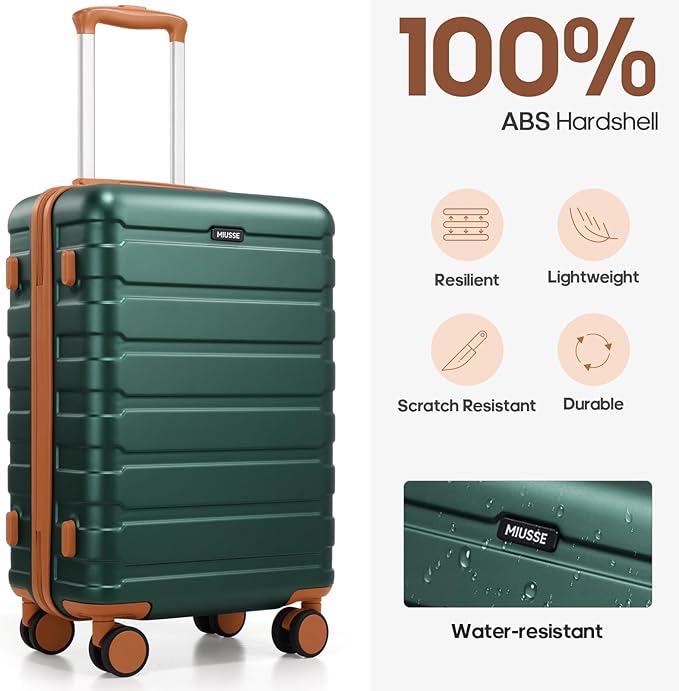 Luggage Sets 3 Piece, 20 Inch Hardshell Carry On Luggage 22x14x9 Airline Approved, Suitcase with TSA Locks & YKK Zippers, Carry On Suitcase with Wheels for Men & Women Travel