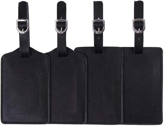 Vigorport Luggage Tags, Leather Personalized Suitcase Tag Set Luggage id Tags Labels Travel Accessories-Set of 4