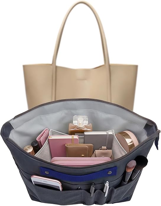 VANCORE Purse Organizer Insert for Handbags,Tote Bag Organizer Insert with Zipper Bag,Premium Handbag Organizer Inside Liner for Women with 15 Pockets