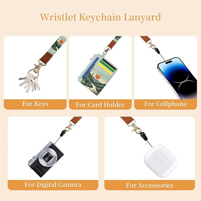 Hancynir Slim Wallet Women Credit Card Holder, Mountain Tree Sunset RFID Blocking Front Pocket Wallet Wristlet Keychain Lanyard Small Cute Thin Travel Zipper Coin PU Leather Card Case Organizer Gifts