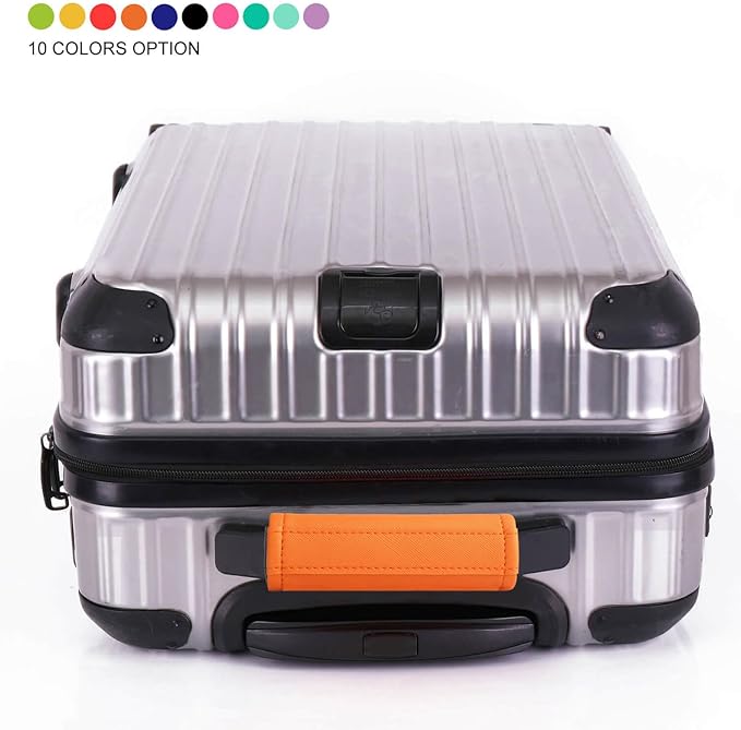Luggage Handle Wrap 5 Pack-Leather Luggage Handle Wraps for Suitcase/Handbag/Duffel Bag/Car Bright Luggage Identfier/Handle Covers/Grips Luggage Accessories for Travel 3.0 (Orange)