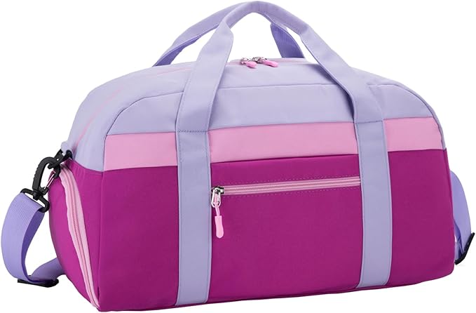HawLander Kids Duffle Bag for Boys or Girls, Fit Sports Practice, or Overnight Travel Weekend (Purple)