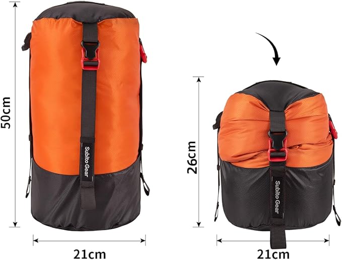 Ultra-Light Compression Stuff Sack, 70D Nylon Sleeping Bag Stuff Sack 1L/5L/7L/17L/25L Compression Bag Space Saving Gear for Camping Hiking Backpacking
