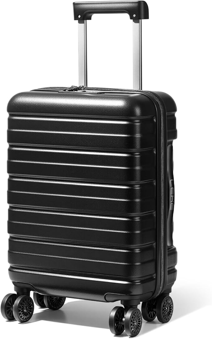 Lekesky Carry On Luggage 22x14x9 Airline Approved, 20 Inch Hard Shell Suitcase with TSA Lock, Lightweight Spinner Wheels Durable ABS Carry-On for Travel Weekend Trips Men Women, Black
