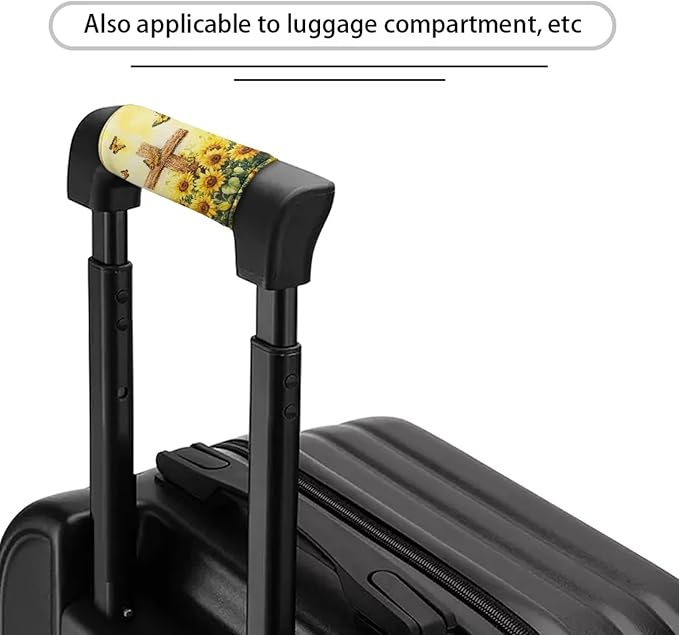 BIGCARJOB Sunflower Cross Print Luggage Handle Cover 2 Pcs Suitcase Identifier Protective Cover Trolley Case Grip Travel Luggage Handle Wrap Luggage Accessories