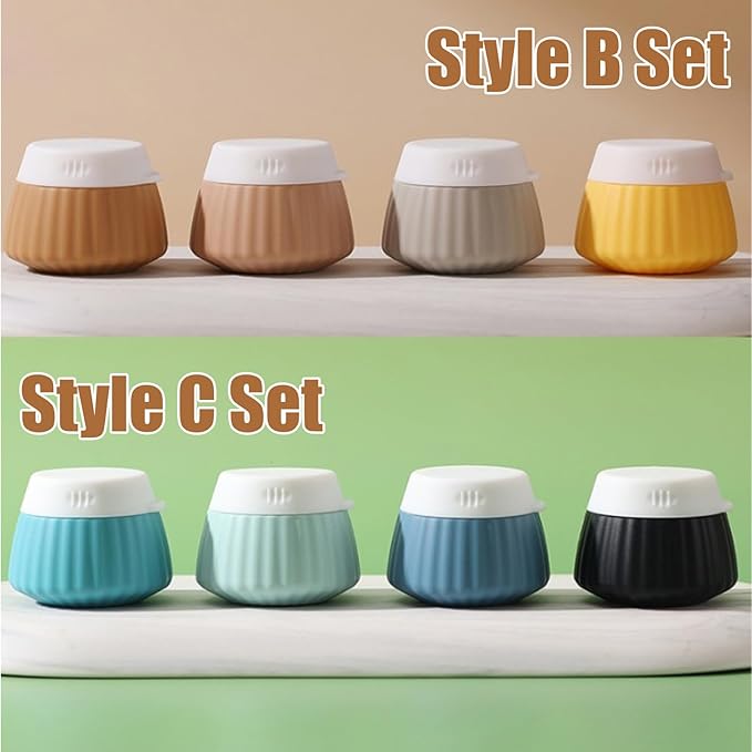 4 Pack Travel Size Silicone Cream Containers, Leak Proof Refillable Toiletry Bottles for Toiletries with 4 Scoops, Labels and Clear Bag, Suitable for Travel Shampoo and Conditioner Bottles (B)