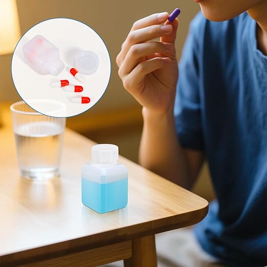 1oz Leak Proof Plastic Bottles with Caps, Laboratory Reagent Bottle, Reusable Small Pill Storage Containers for Travel, Classrooms, Home (6 pack translucent)