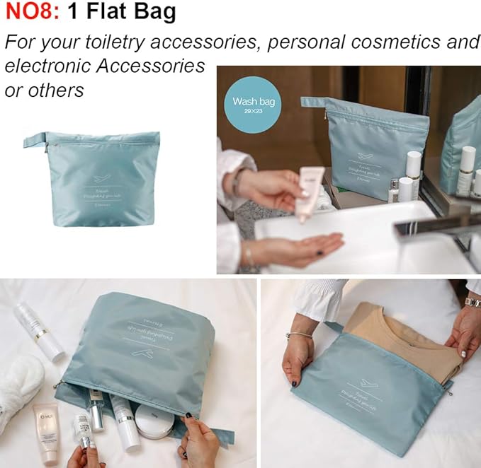 Travel Packing Cubes 8 Pcs Set, Luggage Packing Organizers with Shoe Bag and Toiletry Bag