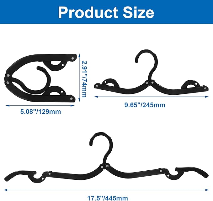 12 Pack Portable Travel Hanger, Foldable Clothes Hanger Cruise Ship Accessories Portable Folding Rack, Essential Clothes Drying Rack for Traveling/Camping(Black)