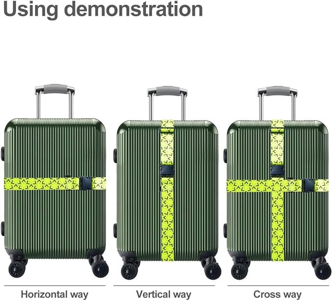 Luggage Straps for Suitcases TSA Approved Easy Pack Organized Suitcase Strap, Luggage Strap, Luggage Belt Strap, Bag Straps for Luggage. Buckle Straps Travel Accessories (Yellow)
