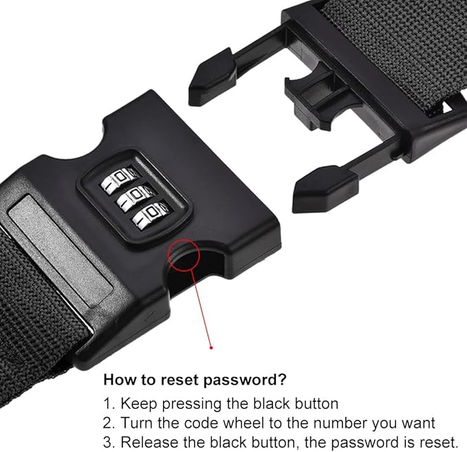 uxcell Luggage Straps Suitcase Belts with Buckle, Combination Lock, 2Mx5cm Adjustable PP Travel Packing Accessories, Black 2Pcs