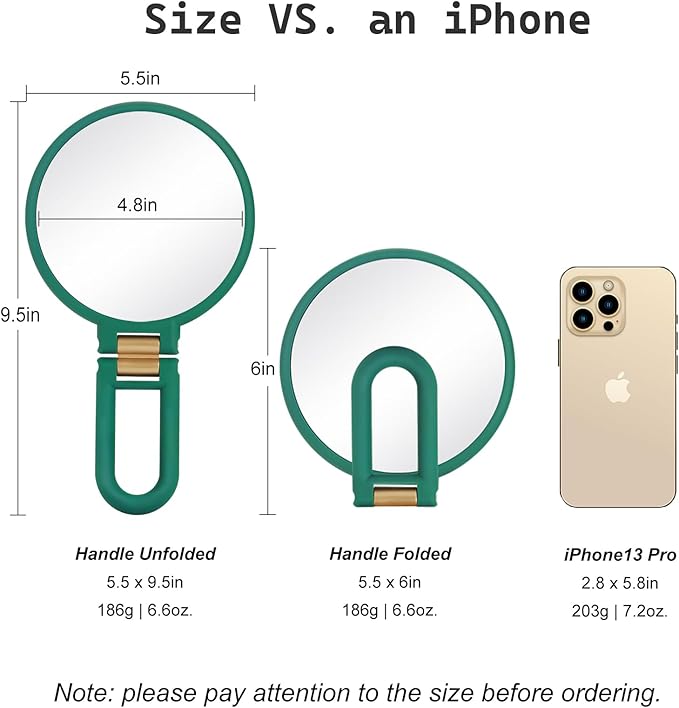 Sifolo 30x Magnifying Mirror, Travel Hand Mirrors with Handle - Double Side Handheld Mirror with 1X 30X Magnification & Adjustable Handle/Stand, Hand Held Foldable Travel Mirror for Makeup(Army Green)