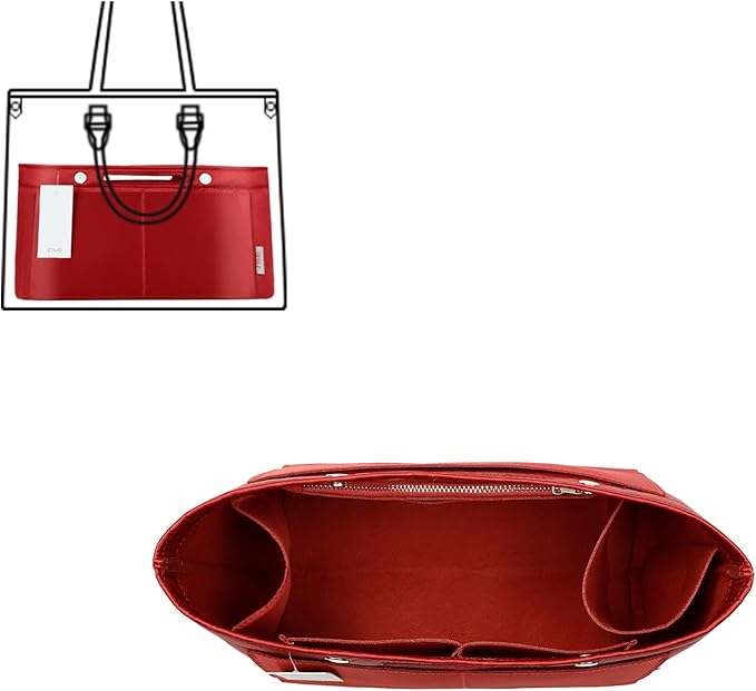 ZTUJO Purse Organizer Insert For Handbag & Tote Shaper,Tote Bag Organizer Insert For Speedy Neverful, 6 Sizes(Medium, Silky Red)