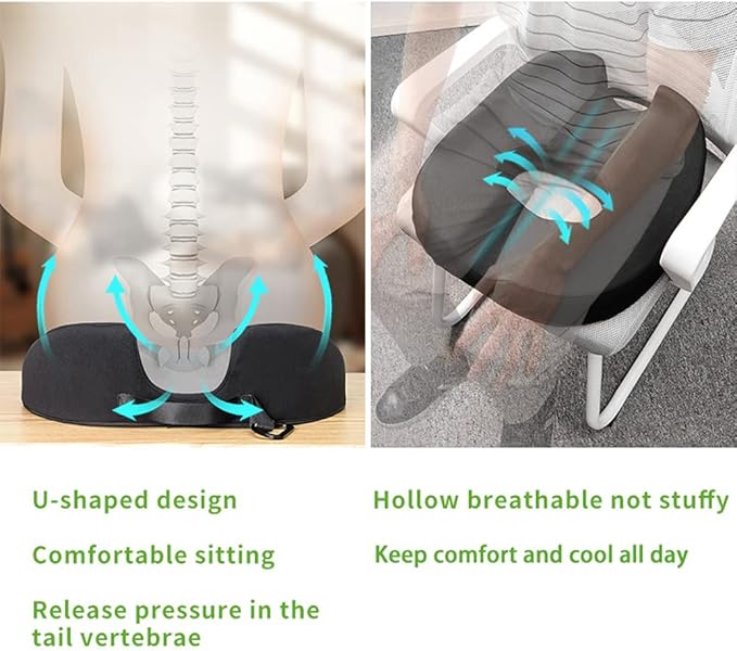 Donut Pillow Coccyx Seat Cushion for Prostate, Sciatica, Pelvic Floor, Pressure Sores, Pregnancy, Perineal Surgery, Postpartum Recovery Pain Pressure Relief Memory Foam Chair Pad