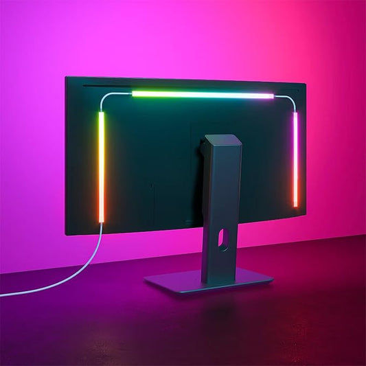 Monitor LED Backlights, RGB Screen Desk Light PC, Computer Light Bar Behind Monitor, LEDs for Desk Gaming, USB Port, LED Strip Lights that Sync with Screen Color or Music(27 inches)
