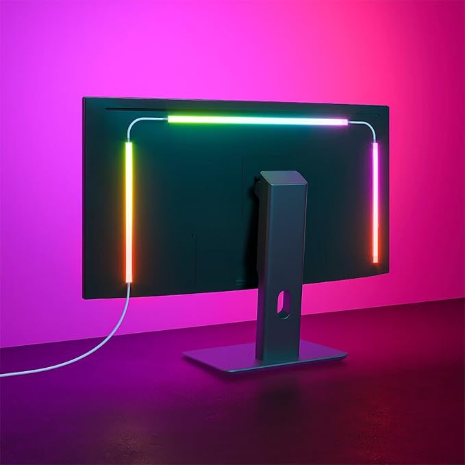 Monitor LED Backlights, RGB Screen Desk Light PC, Computer Light Bar Behind Monitor, LEDs for Desk Gaming, USB Port, LED Strip Lights that Sync with Screen Color or Music(32 inches)