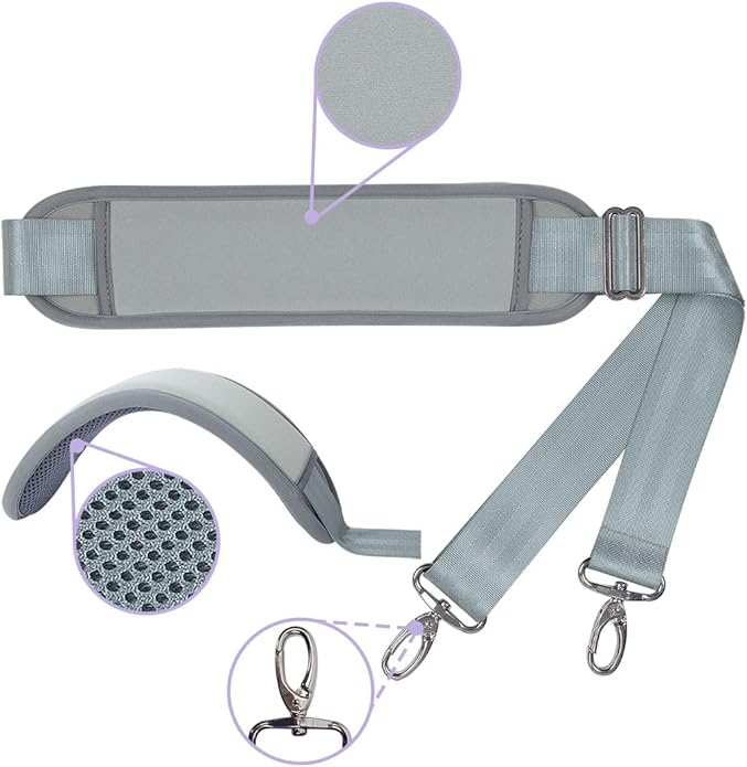 60 Inch Shoulder Strap with Removable Ultra-Thick Pad，Adjustable Buckles and Metal Hooks