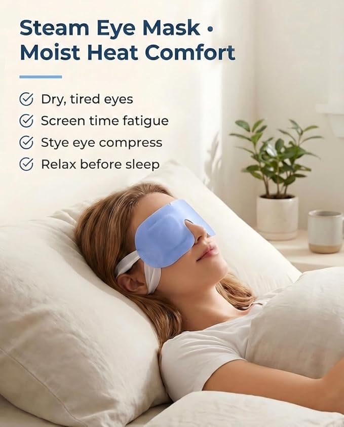 10 Packs Self Heating Steam Eye Mask: Warm Eye Compress for Dry Eyes, Stye Eye Treatment - Disposable Moist Heated Sleep Mask for Tired Eyes & Headache Relief - Ideal for Travel & Spa Gift(Unscented)