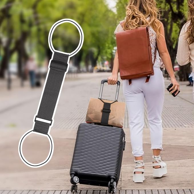 Multi Use Strong Adjustable Luggage Connector Straps, 2026 New Flexible and Adjustable Elastic Fastening Belt for Luggage Strap, Add a Bag Easy to Travel Suitcase (Black Iridescent 4Pcs)