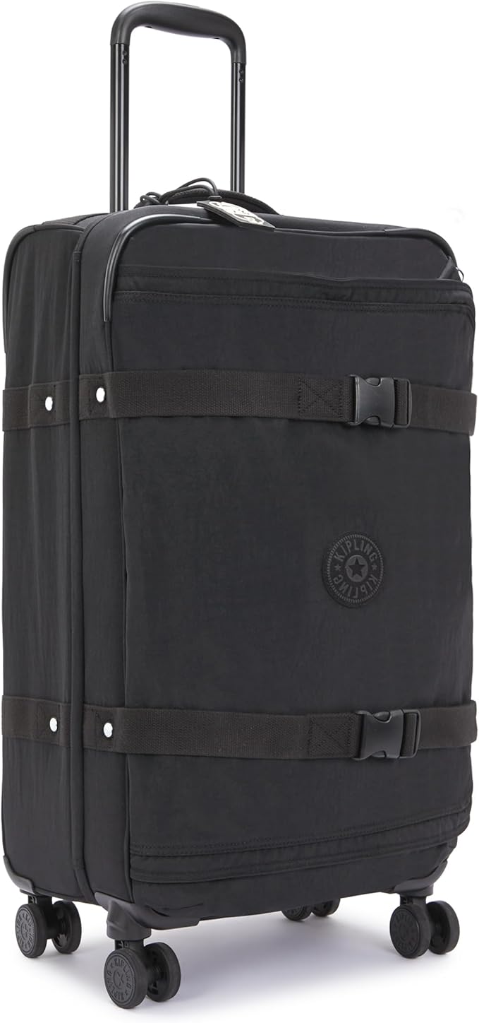 Kipling Spontaneous Softside Spinner Wheel Luggage, Integrated TSA Accepted Lock, Black Noir, Checked-Medium 26,KI6918