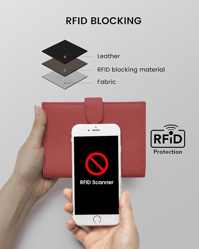 Karmiir RFID Passport Holder Travel Wallet for Women, Leather Passport Cover Wallet with Card Holders SIM Slots,Zippered Coins Pocket and Cash Slot Slim Compact Travel Wallet (Brick Red)