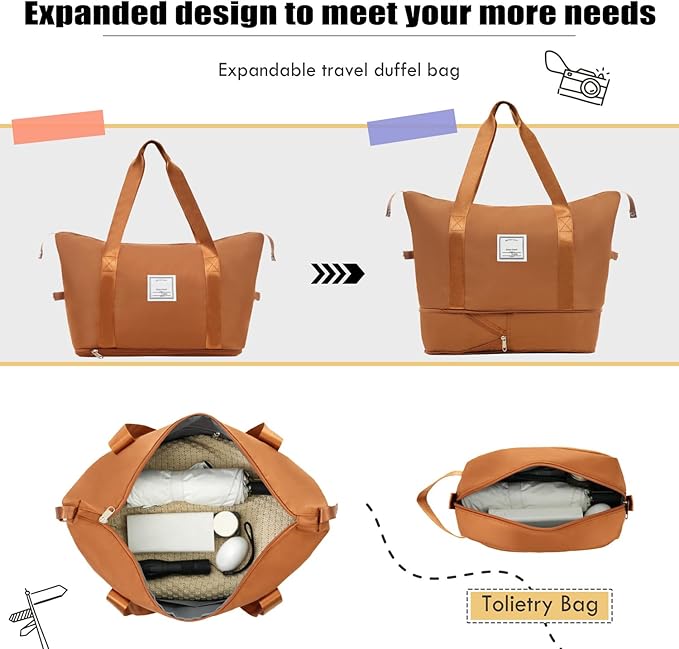 Luggage Sets Softside Expandable 3 Piece Set Lightweight Suitcase with Duffel Bag Upright Spinner Softshell, TSA Lock Carry On for Business for Family Travel (Orange, 22"/26"/30")