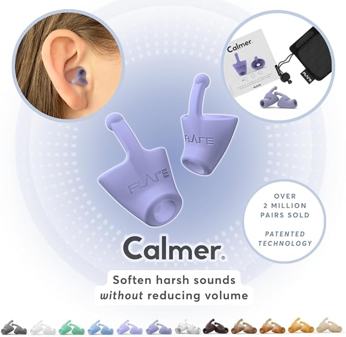Flare Calmer | Ear Plugs Alternative | Daily Noise Relief | Sound Sensitivity | Stress Relief | No Muffling | Improve Wellbeing | Comfy, Reusable, Soft Silicone Earplugs | Original Purple