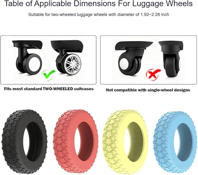 8PCS Luggage Wheel Protector,Silicone Protective Covers for 2-2.4" Spinner Wheels Anti-Slip,Ultra-Quiet&Upgraded Wear-Resistant Travel Accessories(Black)