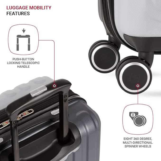 SwissGear Duet Expandable Luggage Set, 3-Piece Hardside Luggage Set with Spinner Wheels