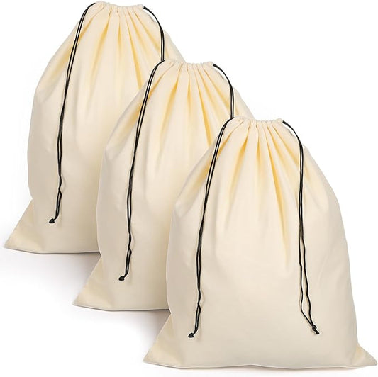 3 PCS Shoe Bags for Travel, Travel Shoe Bag with Drawstring, 15 x 19 in Flannel Shoes Dust Bags, Washable Dust Cover for Sneakers, Boots & Dress Shoes, Beige