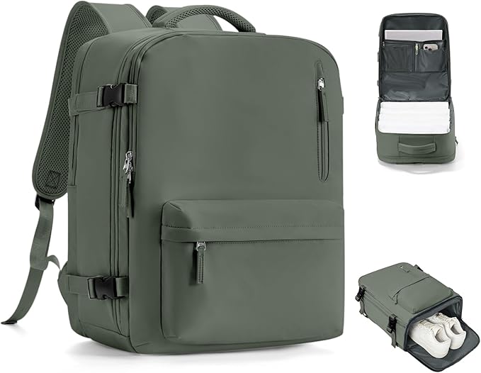 VGCUB Travel Backpack for Women Men for Spirit Airlines Personal Item Bag 18x14x8 Inches Laptop College Backpack,Waterproof Carry on Flight Approved Work Backpack,Large Army green