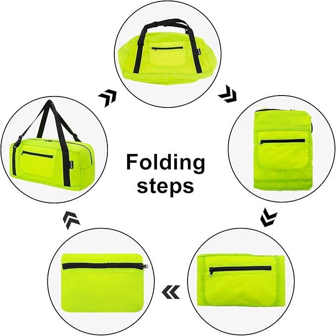 HOLYLUCK Foldable Travel Duffel Bag For Women & Men Luggage Great for Gym - Fluorescent yellow