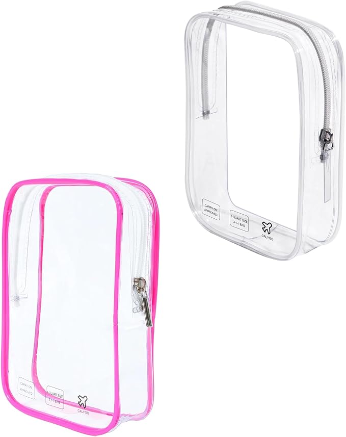 2 Packing Cubes 1 Quart Size Travel Bag TSA Approved Toiletry Bag Clear Small Purse Pouch International Long Flight Must Haves for Toiletries Makeup Liquids Airplane Europe Vacation Essentials