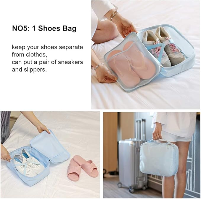 Travel Packing Cubes 8 Pcs Set, Luggage Packing Organizers with Shoe Bag and Toiletry Bag